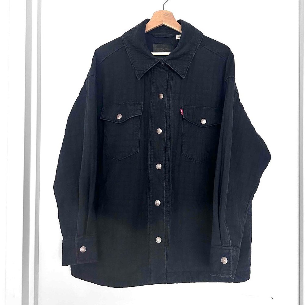 Levi's Premium Oversized Quilted Caviar Jacket / Shacket, Black/Dark Navy, Large